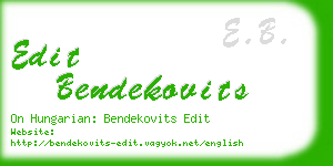 edit bendekovits business card